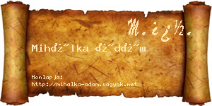Mihálka Ádám névjegykártya